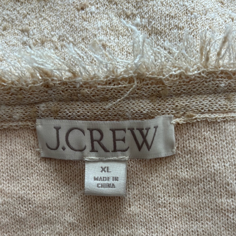 J. Crew Marled Fringe Trim Sweater Lady Jacket in Ivory Size XL. NWT - Picture 7 of 12